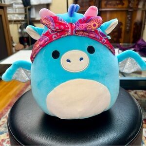 Blue Dragon Plush Toy with Red Bandana